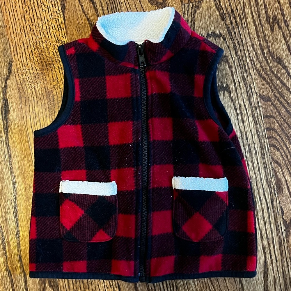 Fleece plaid vest
